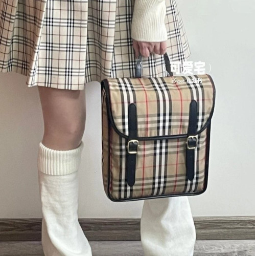 💕 버** 빈티지 체크 에코닐 사첼 백팩