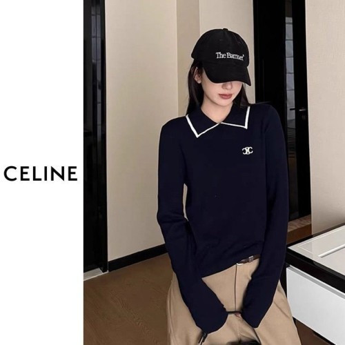 CLN 카라 라인 배색 니트