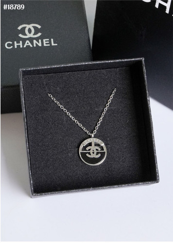🔆 [CHANEL] 샤넬 CC 블랙 실버 펜던트 써클 네크리스 🔆