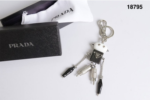 🔆 [PRADA] 프라다 사피아노 레더 로봇 트릭 키체인 스틸 🔆