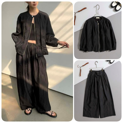 #브루넬로쿠치넬리 [ B*unello Cucinell ] 수입 프론트 로트헴 오간자 자켓 & 팬츠 SET -블랙- 입고💢 #여성세트 #자켓바지