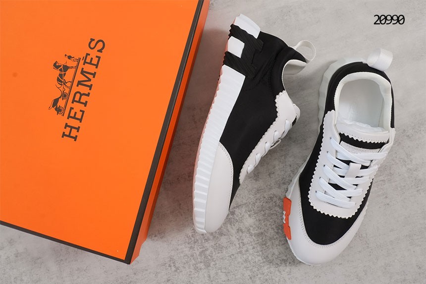 🔆 [HERMES] 에르메스 바운싱 립스탑 패브릭 카프스킨 블랙 H 투톤 스니커즈 🔆