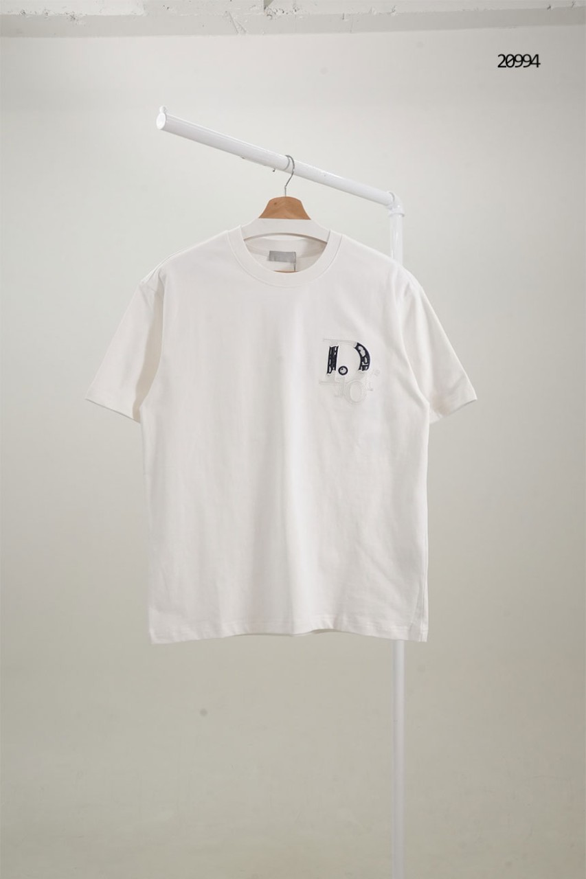 🔆 [DIOR] 크리스찬 디올 백 포인트 CD 오블리크 퀴티르 믹스 자수 로고 반팔 티셔츠🔆