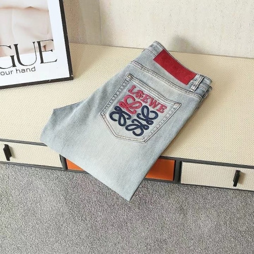멀티자수로고 워싱 스판 데님진 LOE-610
