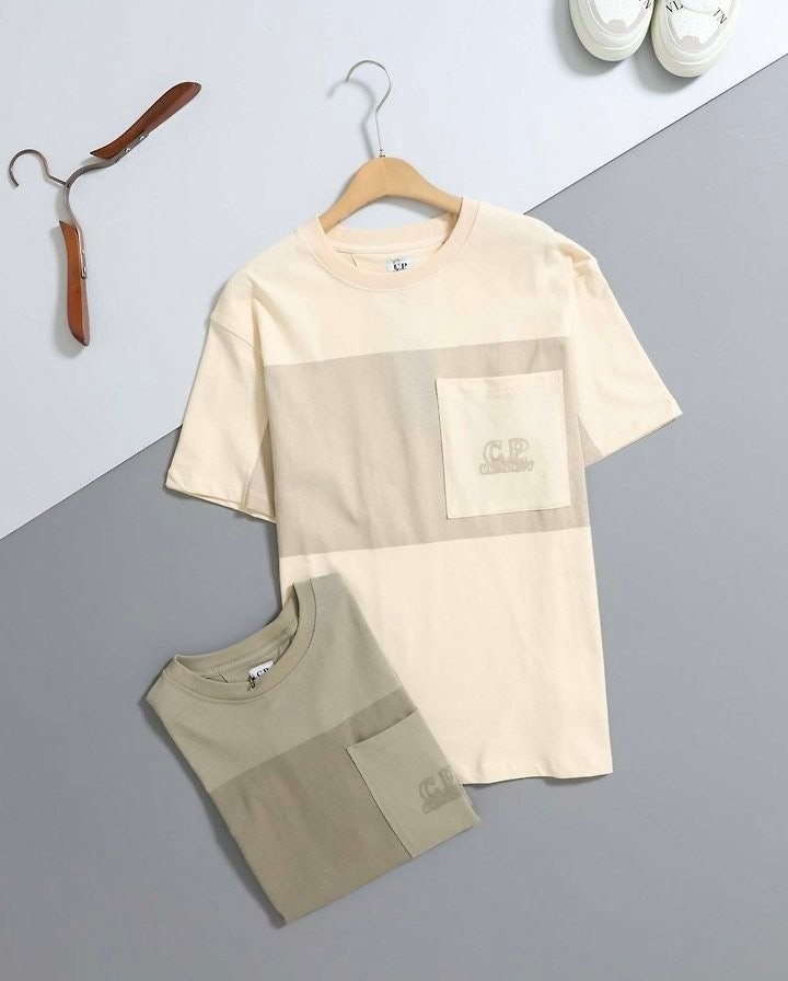 배색 라인 포켓 포인트 반팔 티셔츠 CP-970