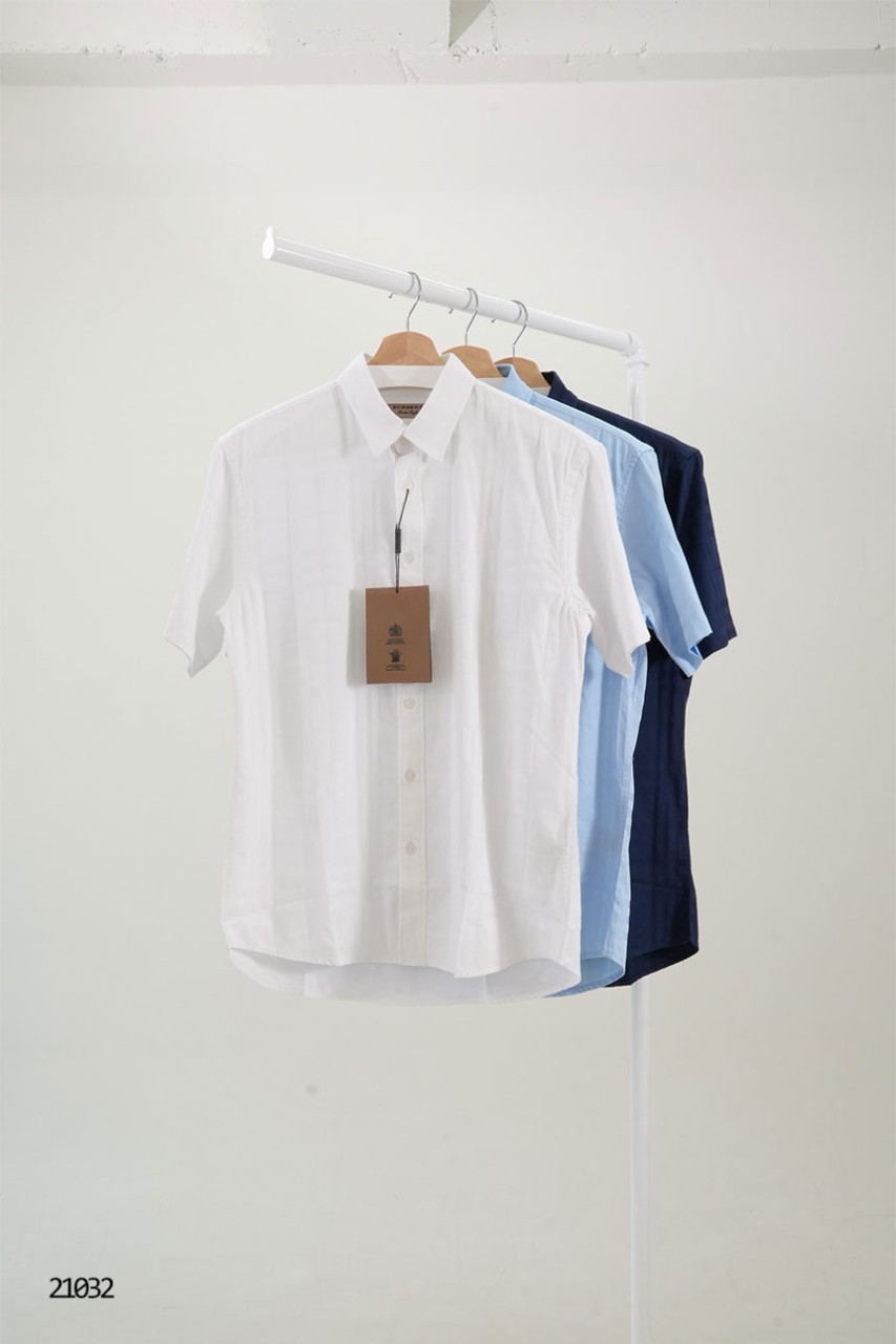 🔆 [BURBERRY] 버버리 자가드 체크 패턴 자수 썸머 반팔 와이셔츠 🔆