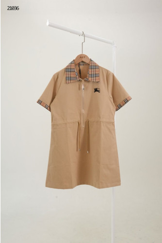 🔆 [BURBERRY] 버버리 카라 체크 패턴 반집업 미니 반팔 원피스 🔆
