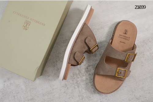 🔆 [BRUNELLO CUCINELLI] 브루넬로 쿠치넬리 버클 디테일 스웨이드 슬라이더 샌들 🔆