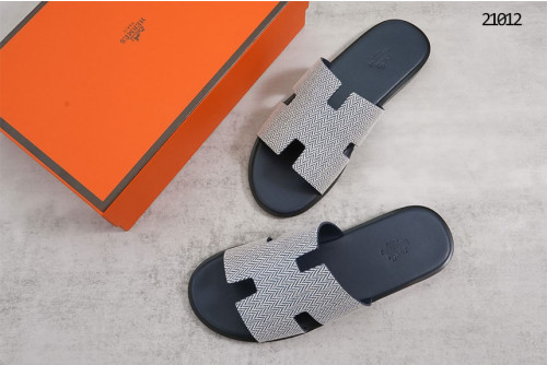 🔆 [HERMES] 에르메스 이즈미르 샌들 쉐브론 & 누아 블랑 🔆