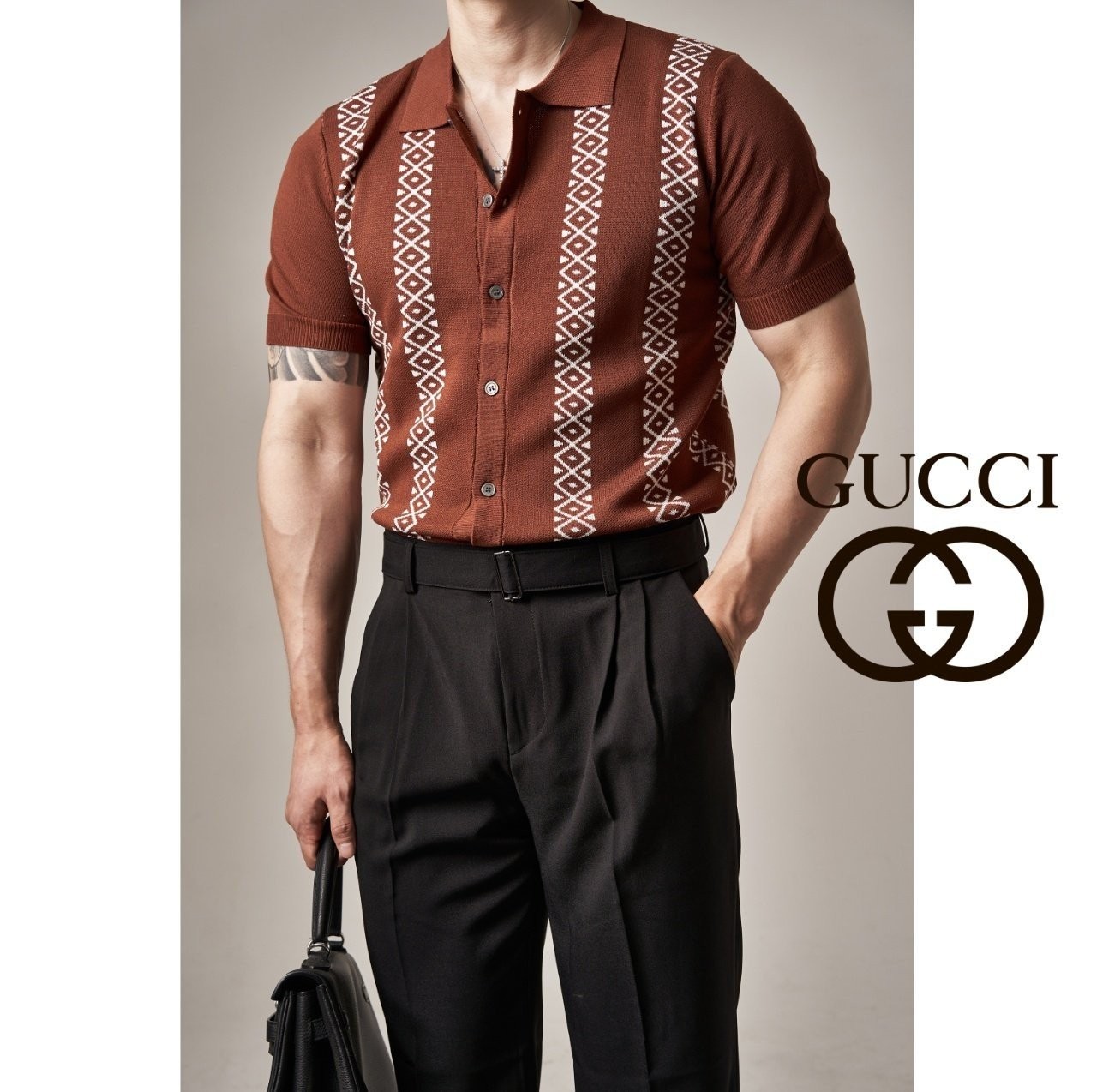 GC 블랙업 반팔 카라 가디건