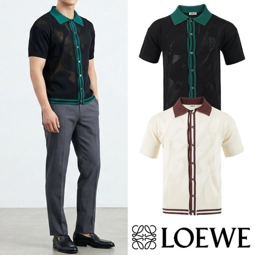 LOE 아나그램 패치 펀칭 버튼 니트