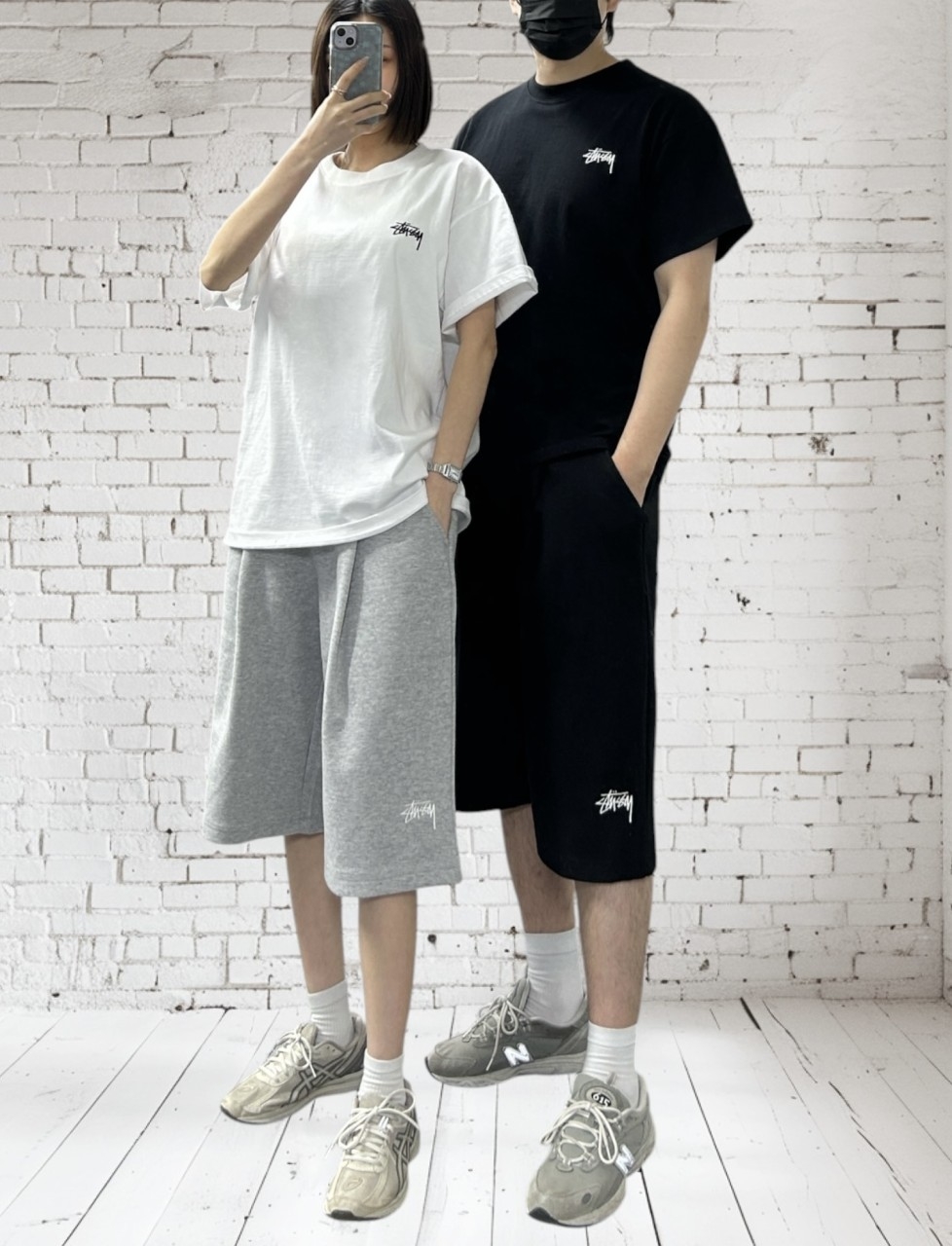 <SS 빅로고 면 반팔 버뮤다 반바지 세트>