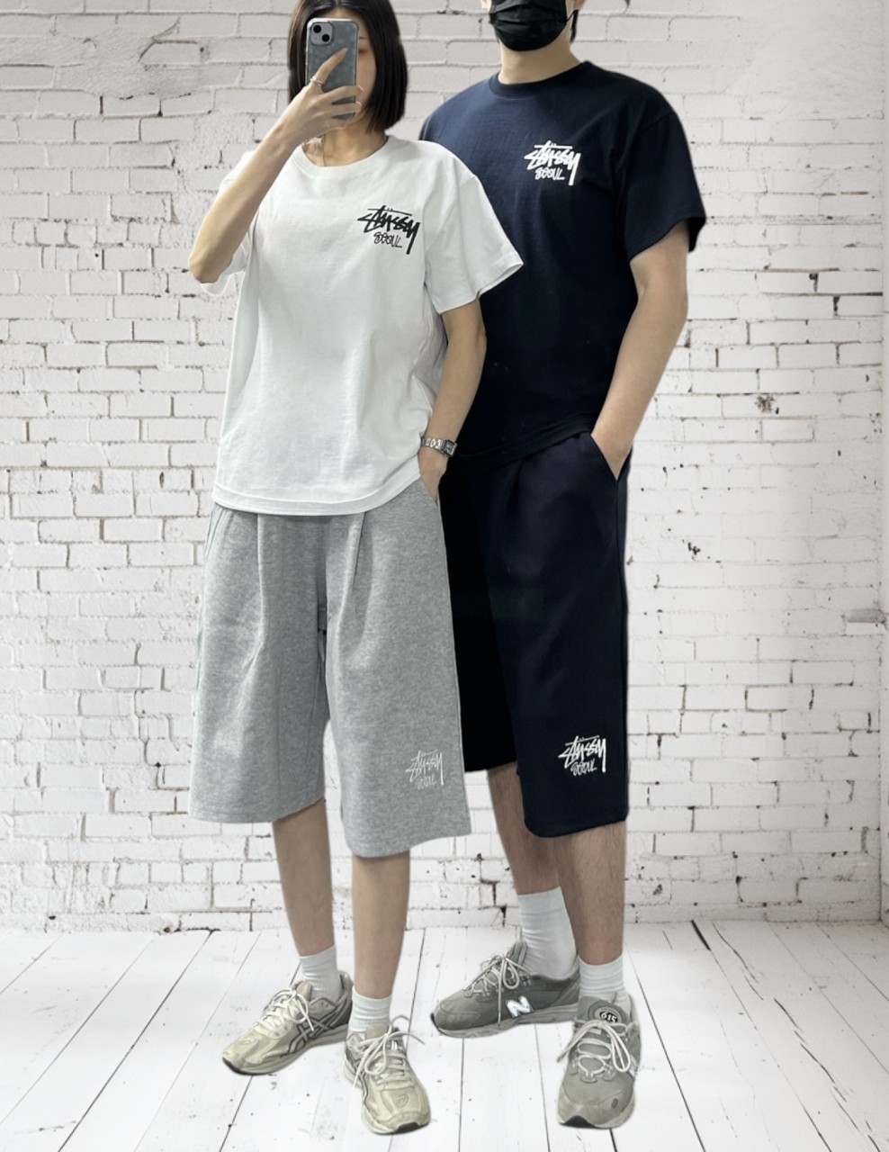 <SS 서울 면 반팔 버뮤다 반바지 세트>