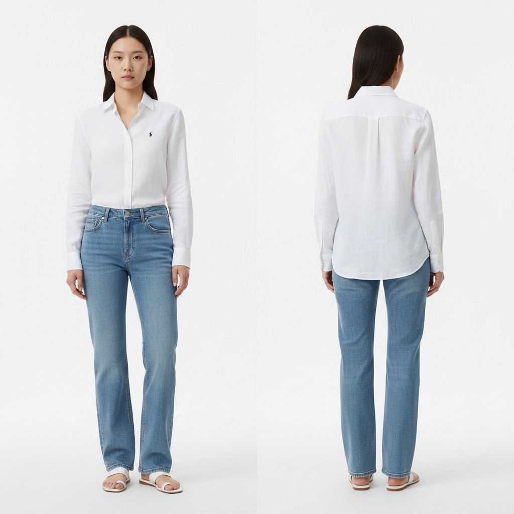 POLO 린넨 자수 셔츠