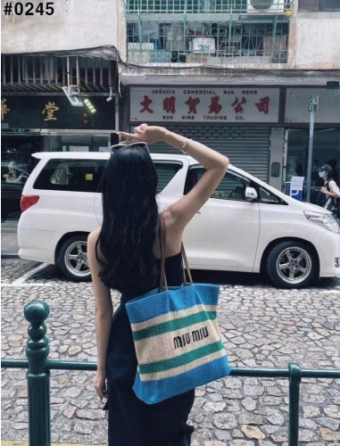 💕 미*** 라피아 코튼 스프라이프 토트백