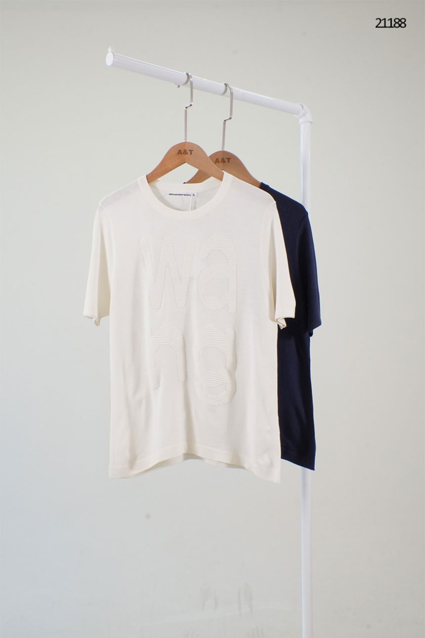 🔆 [Alexander Wang] 알렉산더왕 엠모 레터링 라운드 반팔 니트 티셔츠 🔆