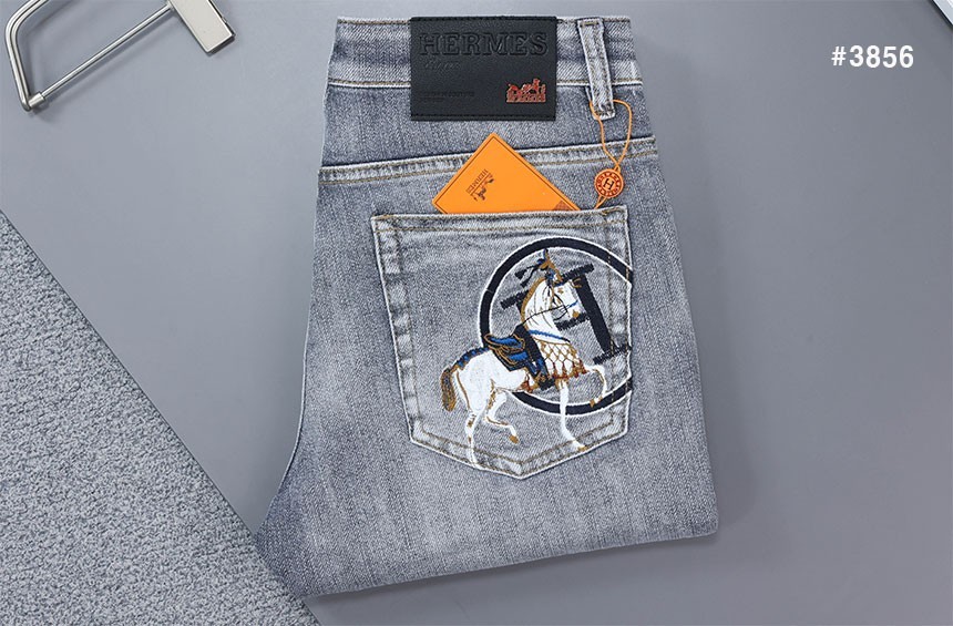 🍀 [HERMES] 에르메스 H 홀스 자수 로고 워싱 데님 팬츠 🍀