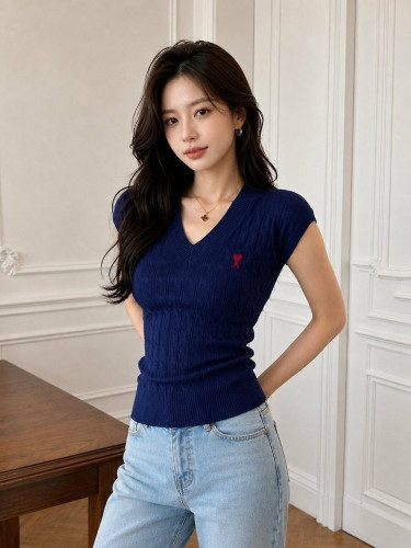 💕 아* 스몰하트 민소매 꽈배기 니트