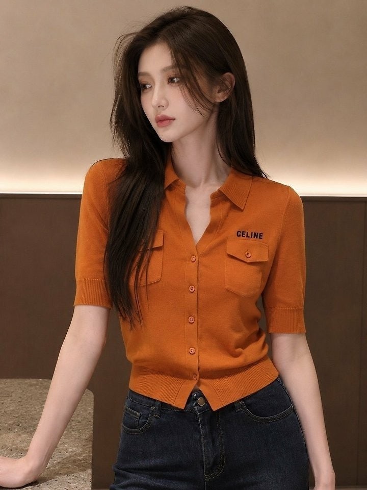 💕 셀** 포켓 카라셔츠 니트 가디건