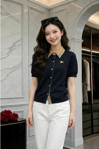 💕 버** 체크카라 로고 가디건