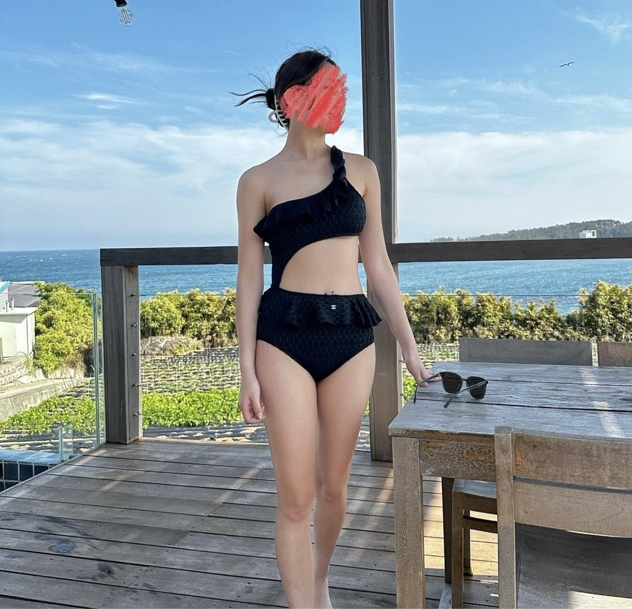 💕 샤* 빌 체인 컷 아웃 모노키니